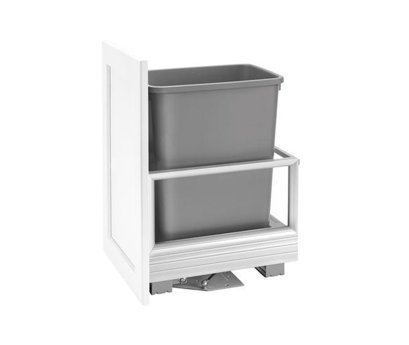 Rev-A-Shelf - 12-1/8" Single 35qt Bottom Mount REDUCED DEPTH Rev-A-Motion‚ Aluminum Frame Waste Containers