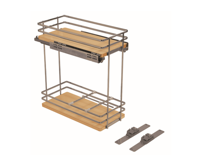 Salice - 12" Two-Tier Maple Base Pullout Organizer w/Soft-Close & Door Mount Kits