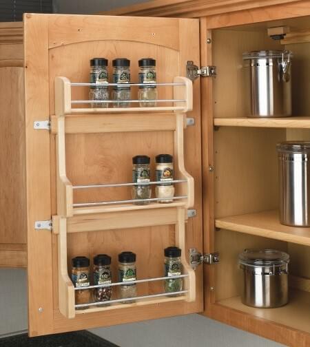 Rev-A-Shelf - 13-1/2" Maple Door Storage Spice Rack Wall Accessories