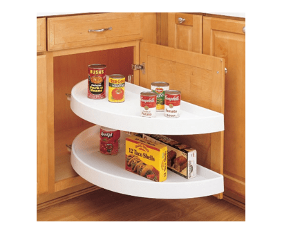 Rev-A-Shelf - 13-1/4" x 31" White Lazy Susan Half-Moon 2 Shelf (Pivot and Slide)