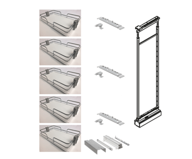 15-5/8" White 5 Baskets Width x 69-5/16" to 86-5/8" Adjustable Frame Height