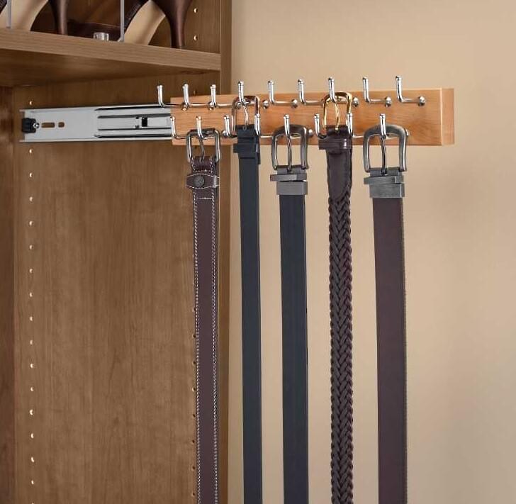 Rev-A-Shelf - 20" Maple Belt/Scarf Organizer Wood Side Mount Pullout