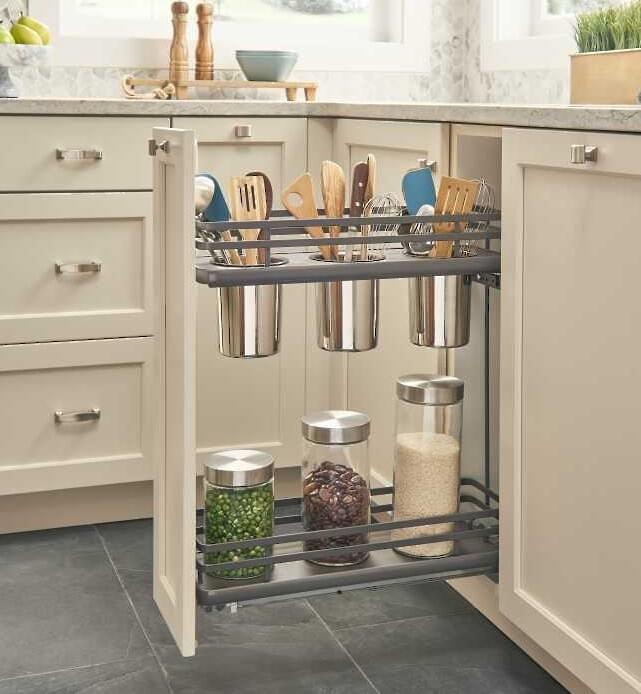 Rev-A-Shelf - 6-1/2" Base Cabinet Pullout Utensil Contemporary Organizer w/Soft-Close