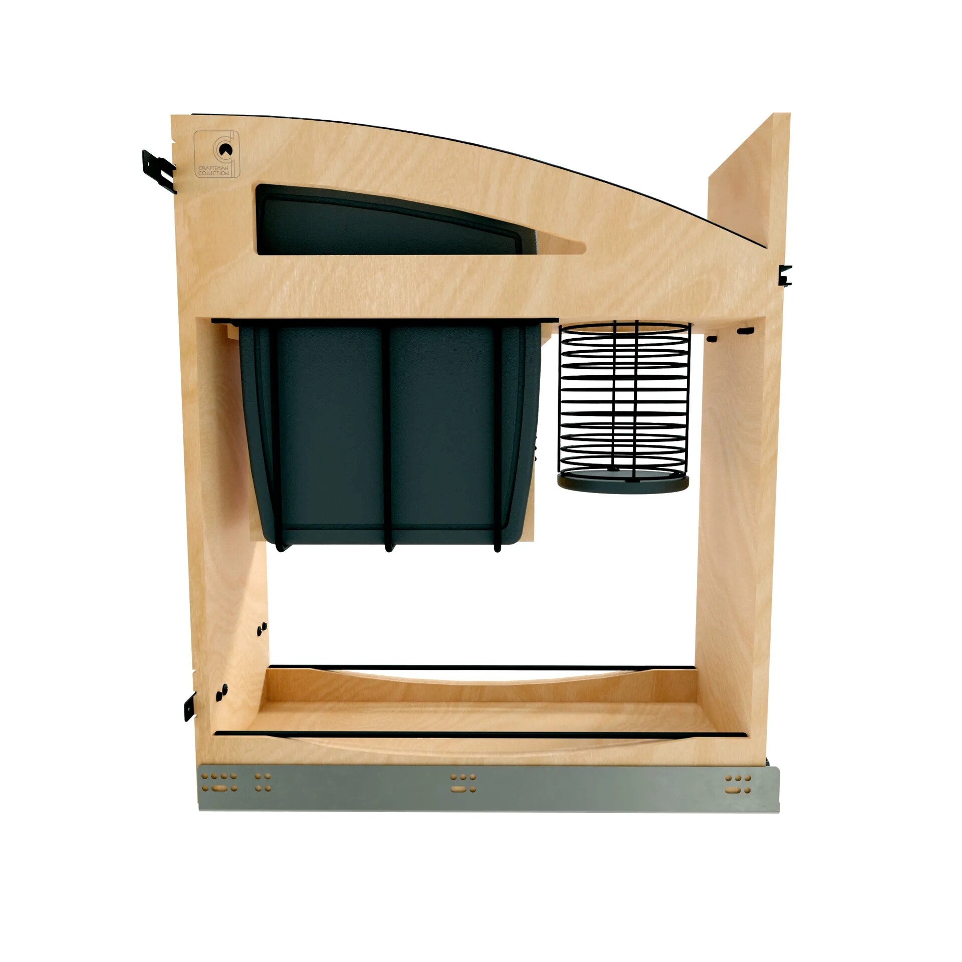 8" Craftsman Collection Solid Maple Knife Block Pullout Organizer w/ Black Accents and BLUM Soft-Close Slides 