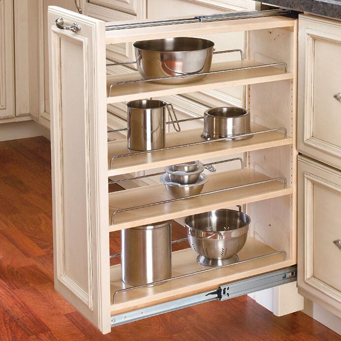 Rev-A-Shelf - 9" Filler Pullout Organizer with Wood Adjustable Shelves