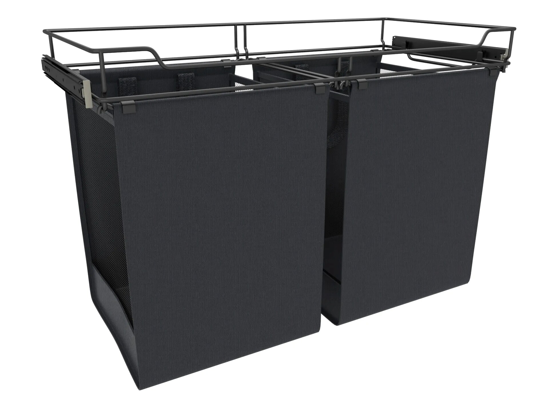 Black Hamper Pullout w/ (2) 1.3 BU Canvas Bags for 30" Full-Access Closet Cabinets