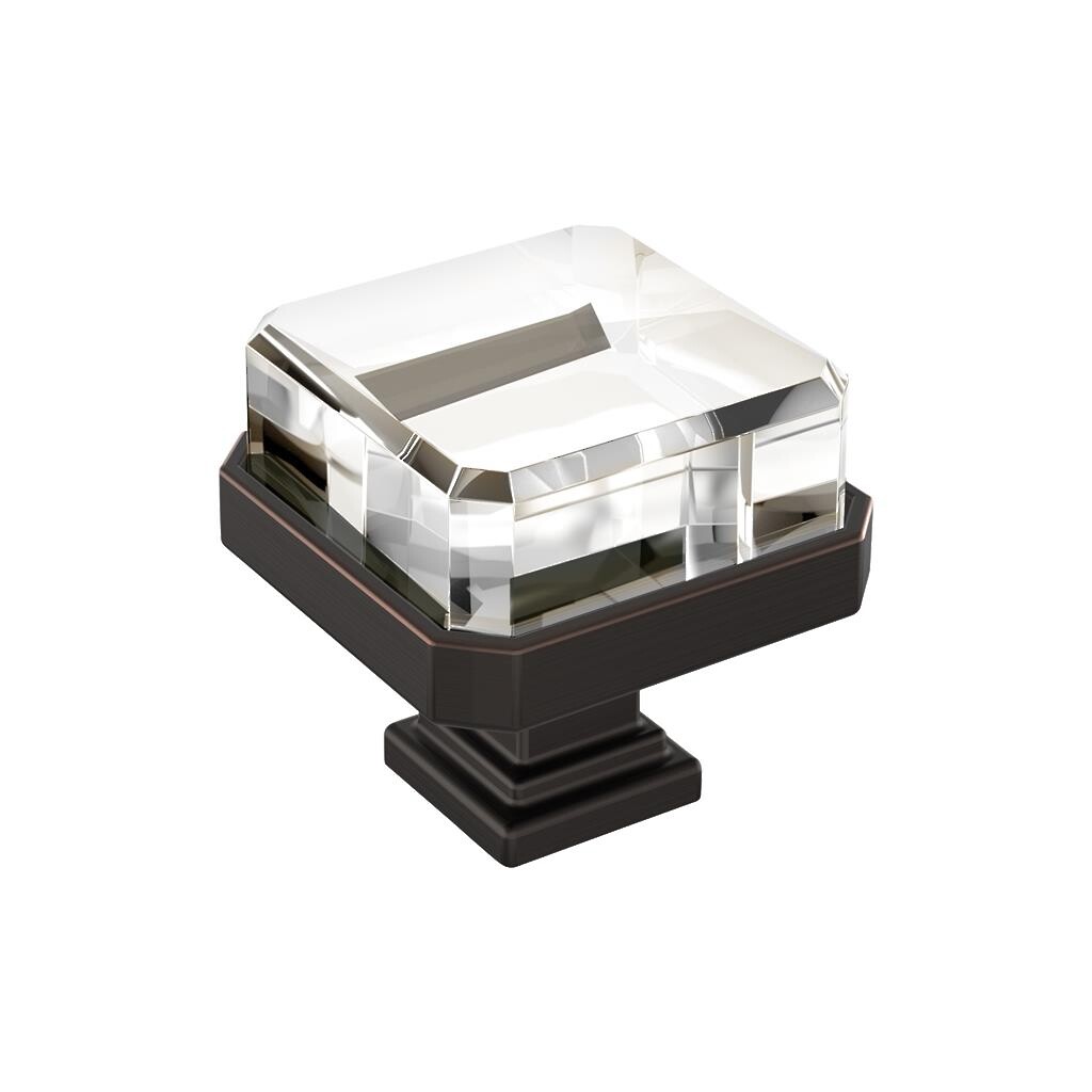 Glacio Knob 1-3/8 inch Clear/Oil-Rubbed Bronze