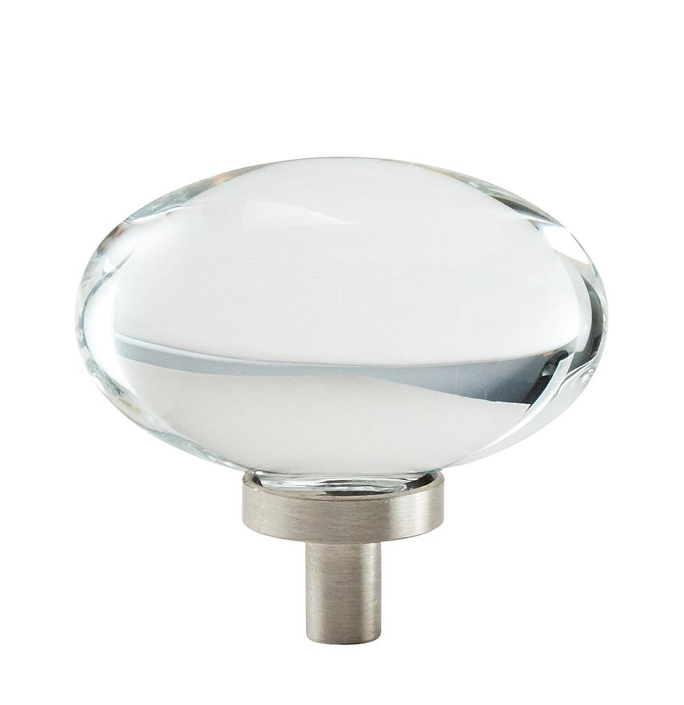 Glacio Knob 44mm Diameter Clear Crystal/Satin Nickel