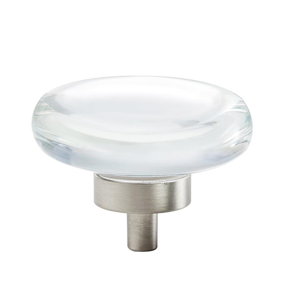 Glacio Knob 44mm Diameter Clear Crystal/Satin Nickel