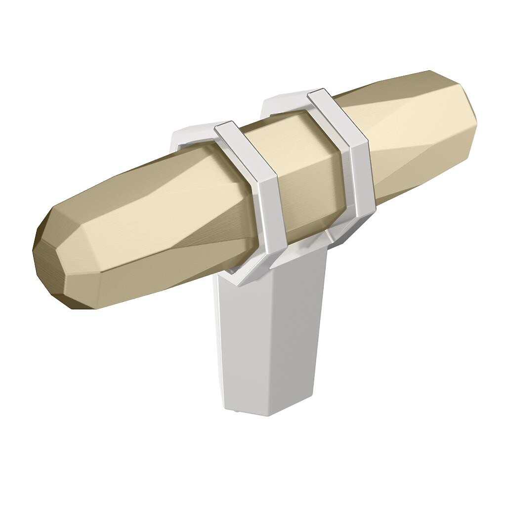 London T-Knob 2-1/2 inch Golden Champagne / Polished Chrome