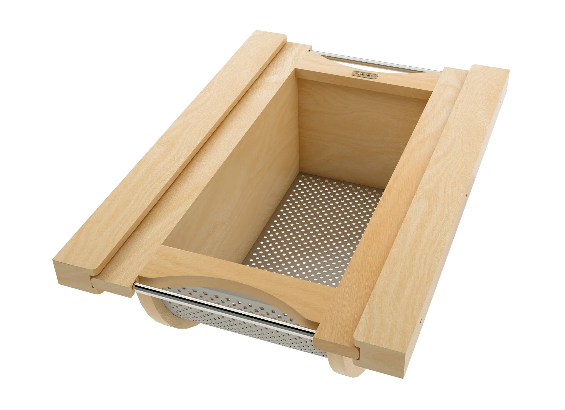 Natural Maple/Stainless-Steel Produce Basket for 15" Base Cabinets