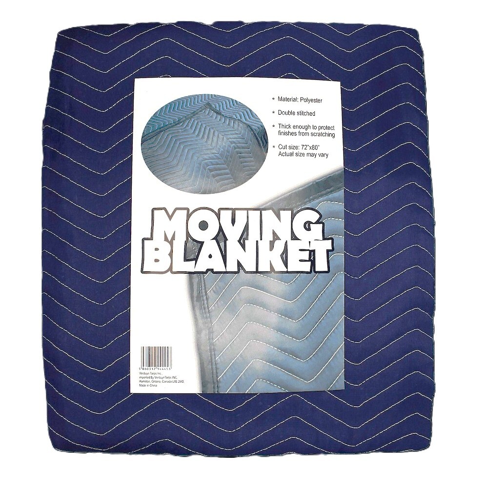PREMIUM Moving Blanket - 72" x 80", Polyester Cotton Blend, Blue
