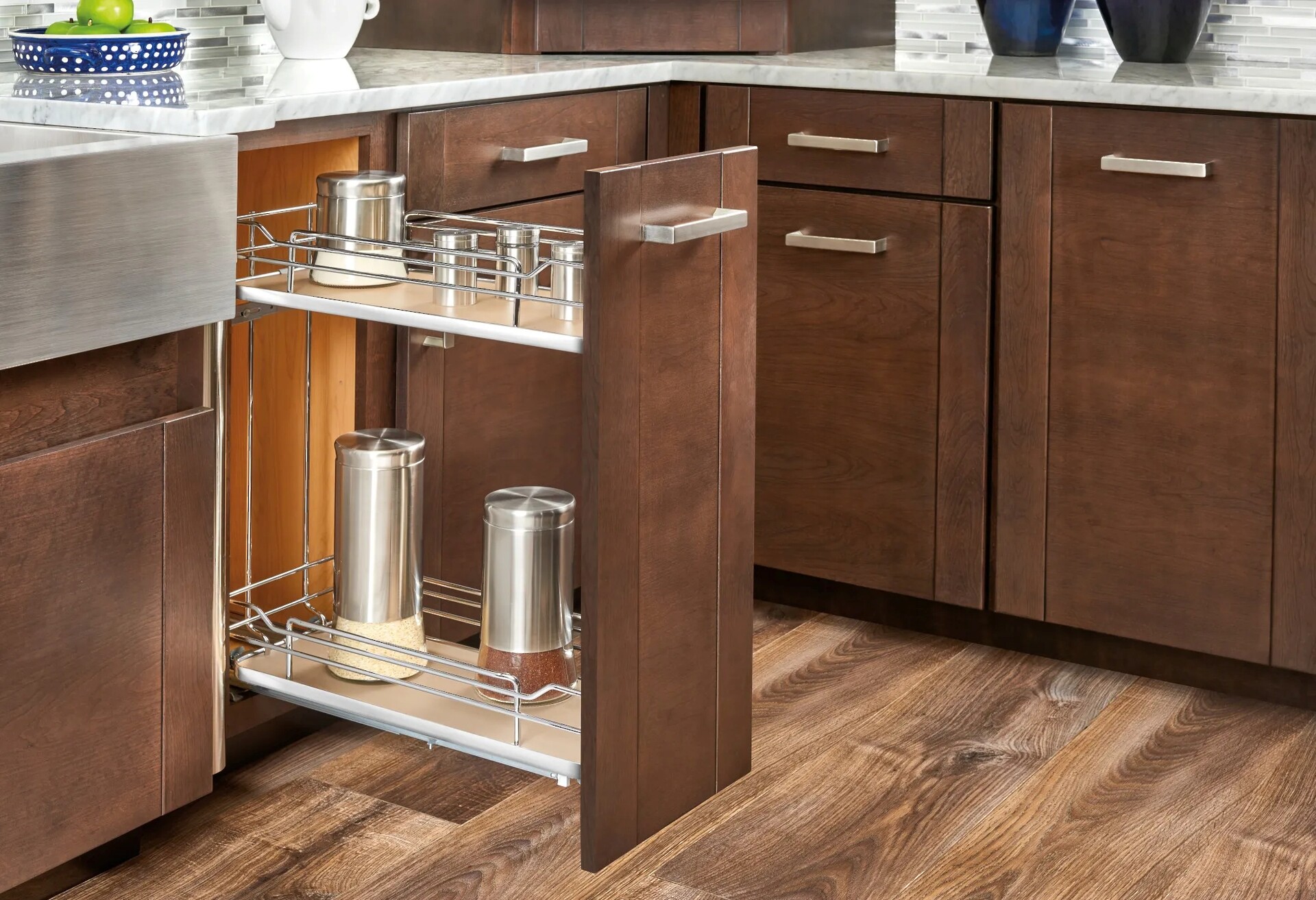 Rev-A-Shelf - 11" Maple Base Cabinet Pullout 2 Tier Organizer w/ Soft-Close