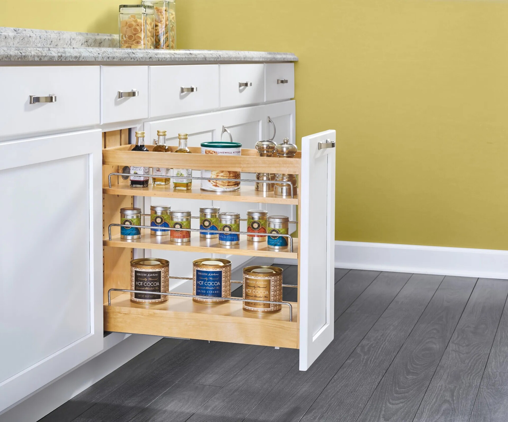 Rev-A-Shelf - 11" Maple Base Cabinet Pullout Organizer REDUCED Height with Blumotion Soft-Close