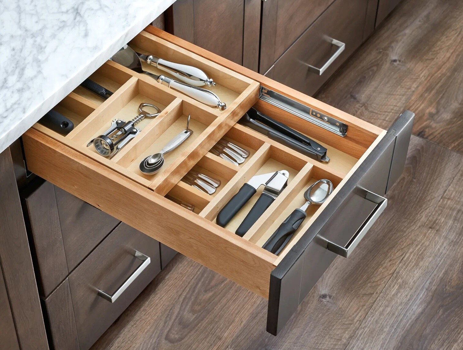 Rev-A-Shelf - 12" Opening - Complete System Two-Tier Soft-Close Cutlery Organizer