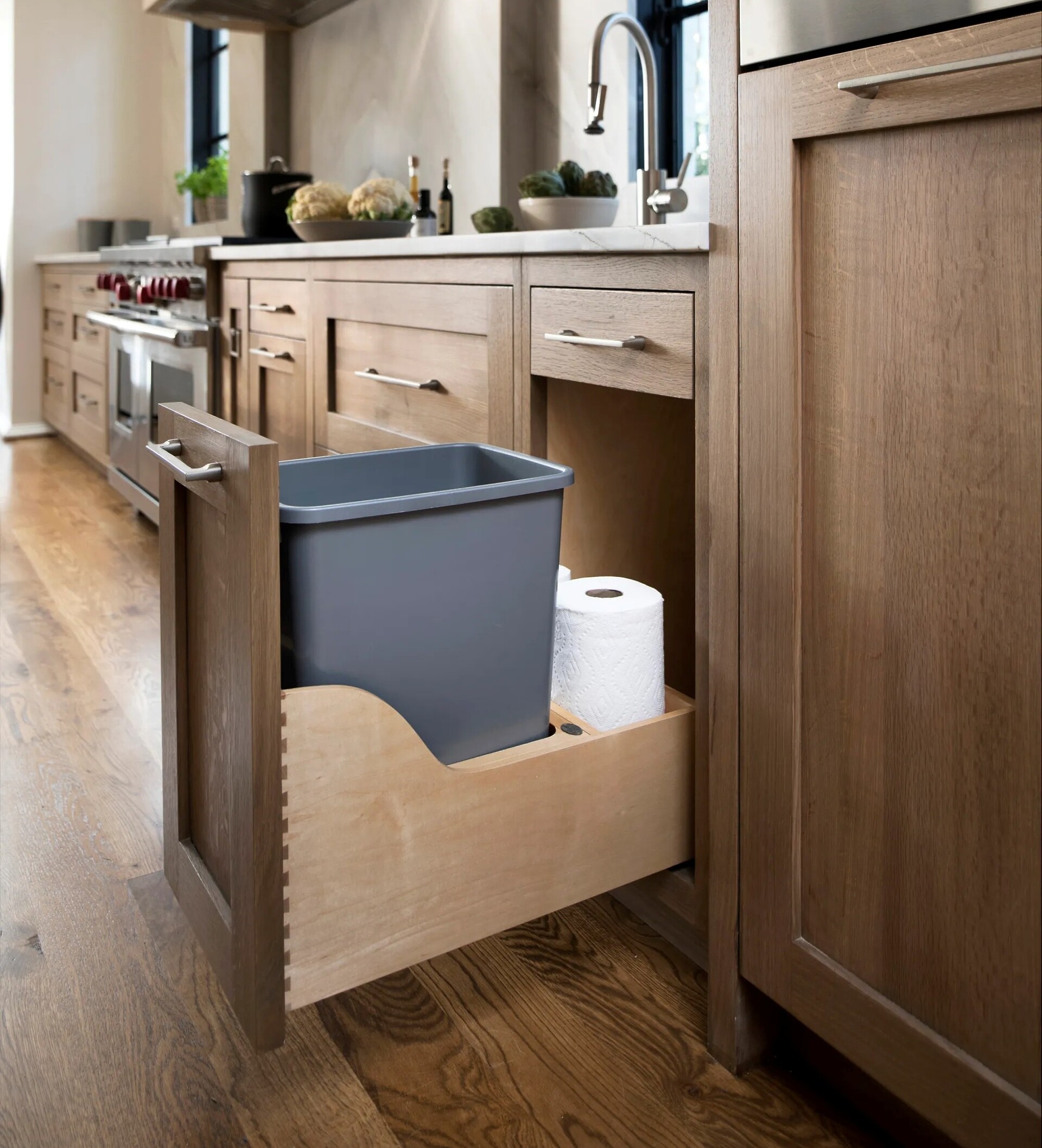 Rev-A-Shelf - 12" - Single 35qt Soft-Close REDUCED DEPTH w/ Blum Movento Slides Waste Containers