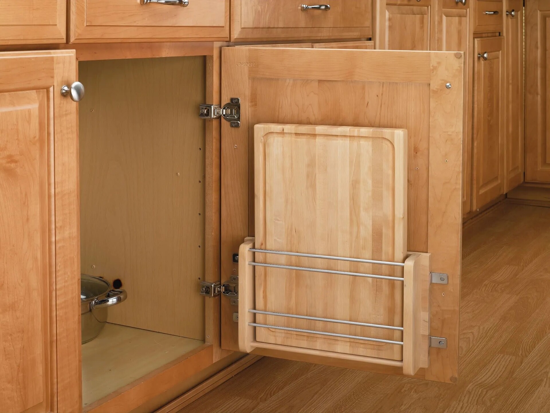 Rev-A-Shelf - 13-1/2" Door Storage Cutting Board Rack with Wood Cutting Board