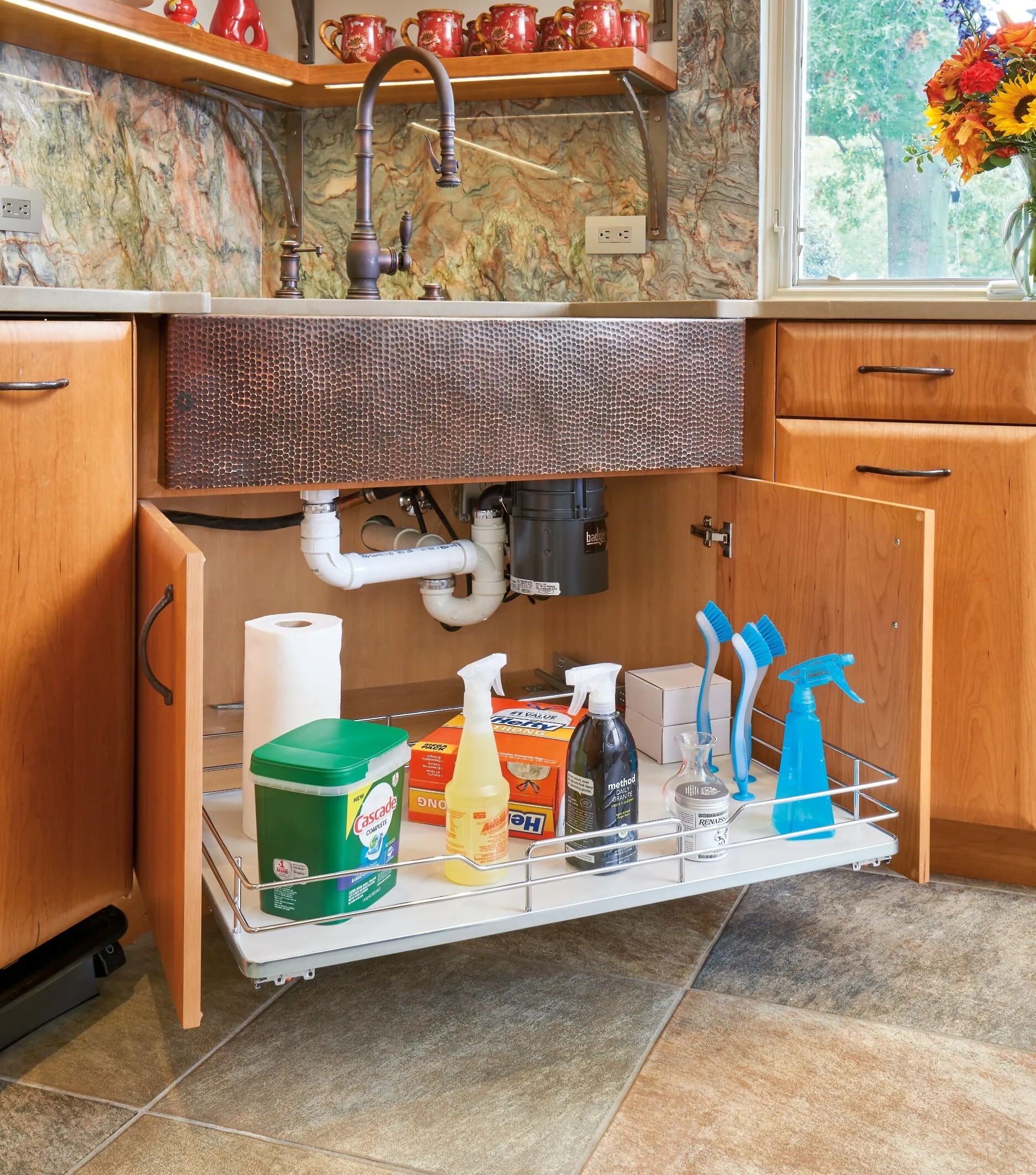 Rev-A-Shelf - 14-11/16" Gray Pullout Premiere Single Wire Solid Bottom Basket