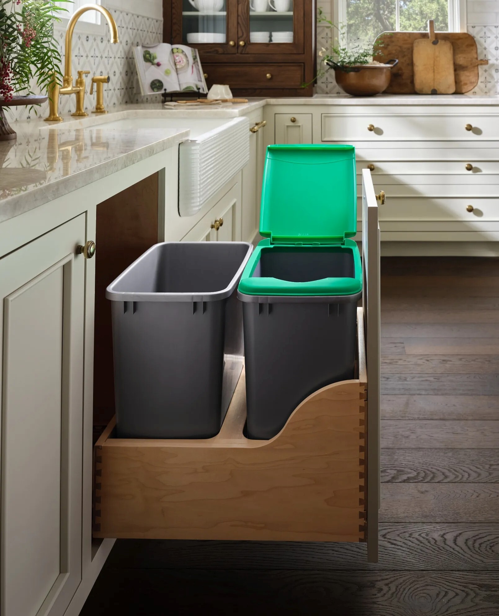 Rev-A-Shelf - 15" - Double 35qt Soft-Close w/ Blum Movento Slides Waste Containers