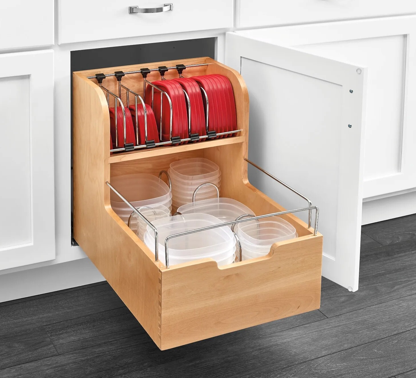 Rev-A-Shelf - 18" Base Cabinet Pullout Food Storage Container Organizer