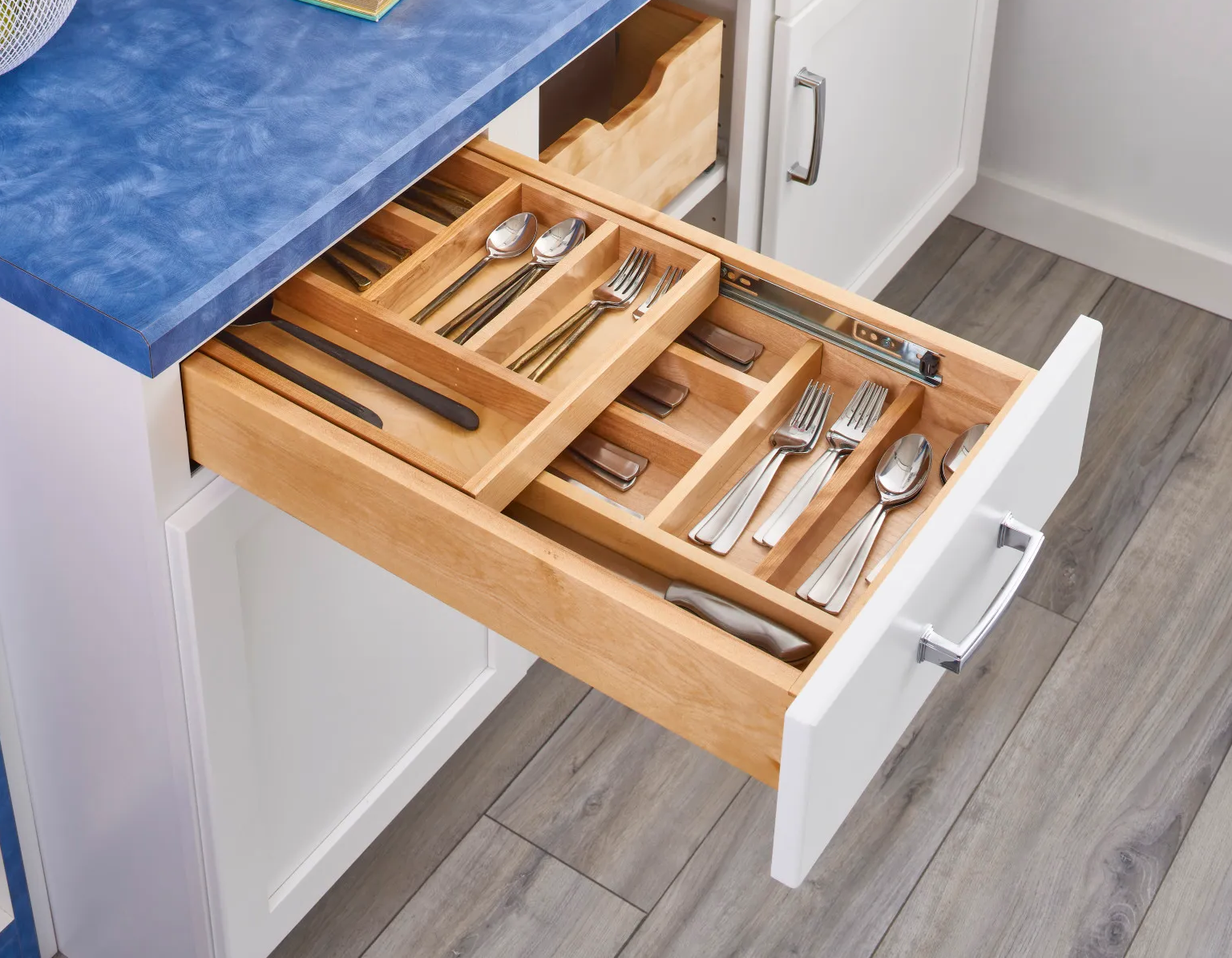 Rev-A-Shelf - 18" Opening - Complete System Two-Tier Soft-Close Cutlery Organizer