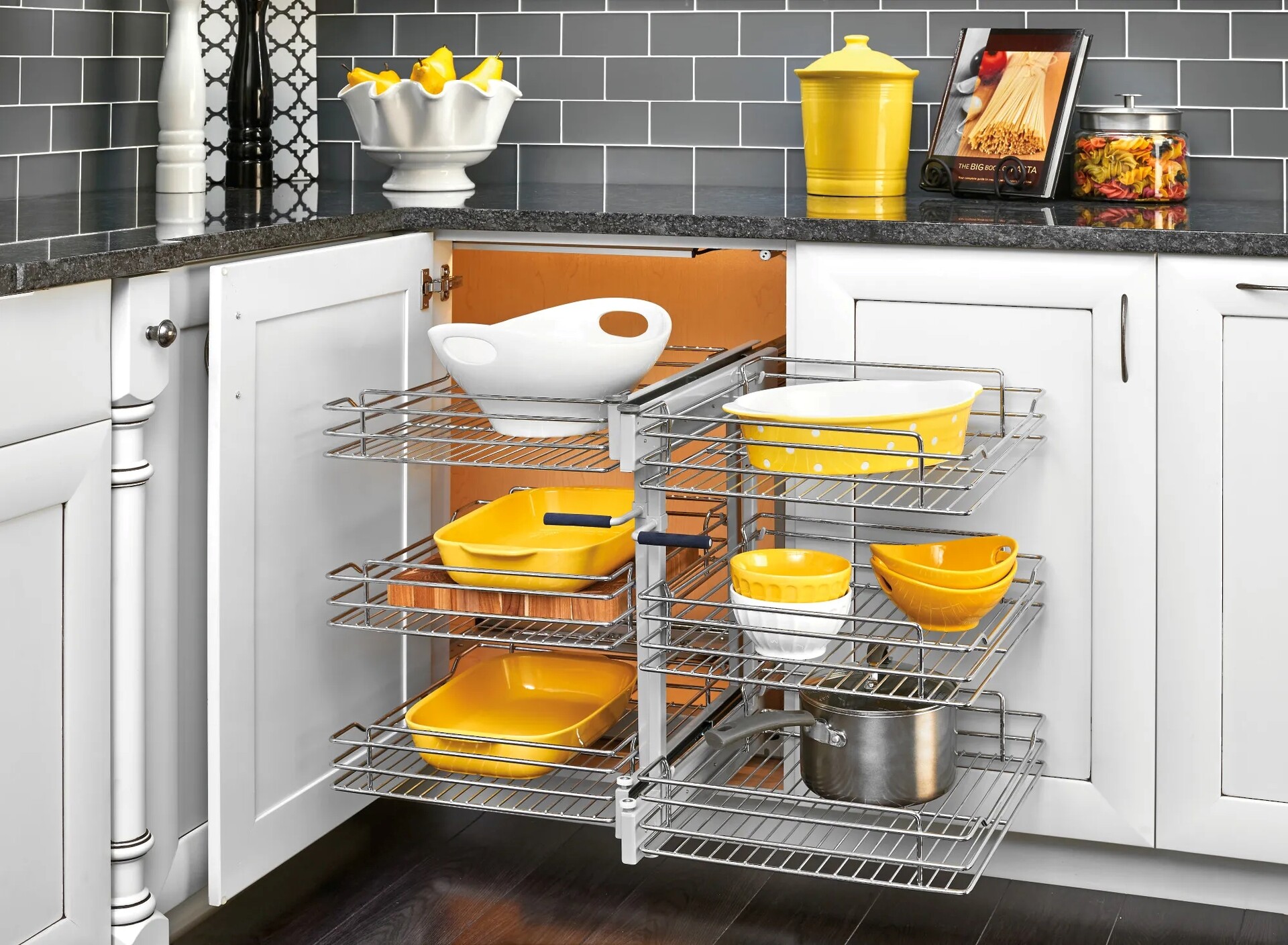 Rev-A-Shelf - 18" Three-Tier Pullout Soft-Close Wire Pull-Slide-Pull