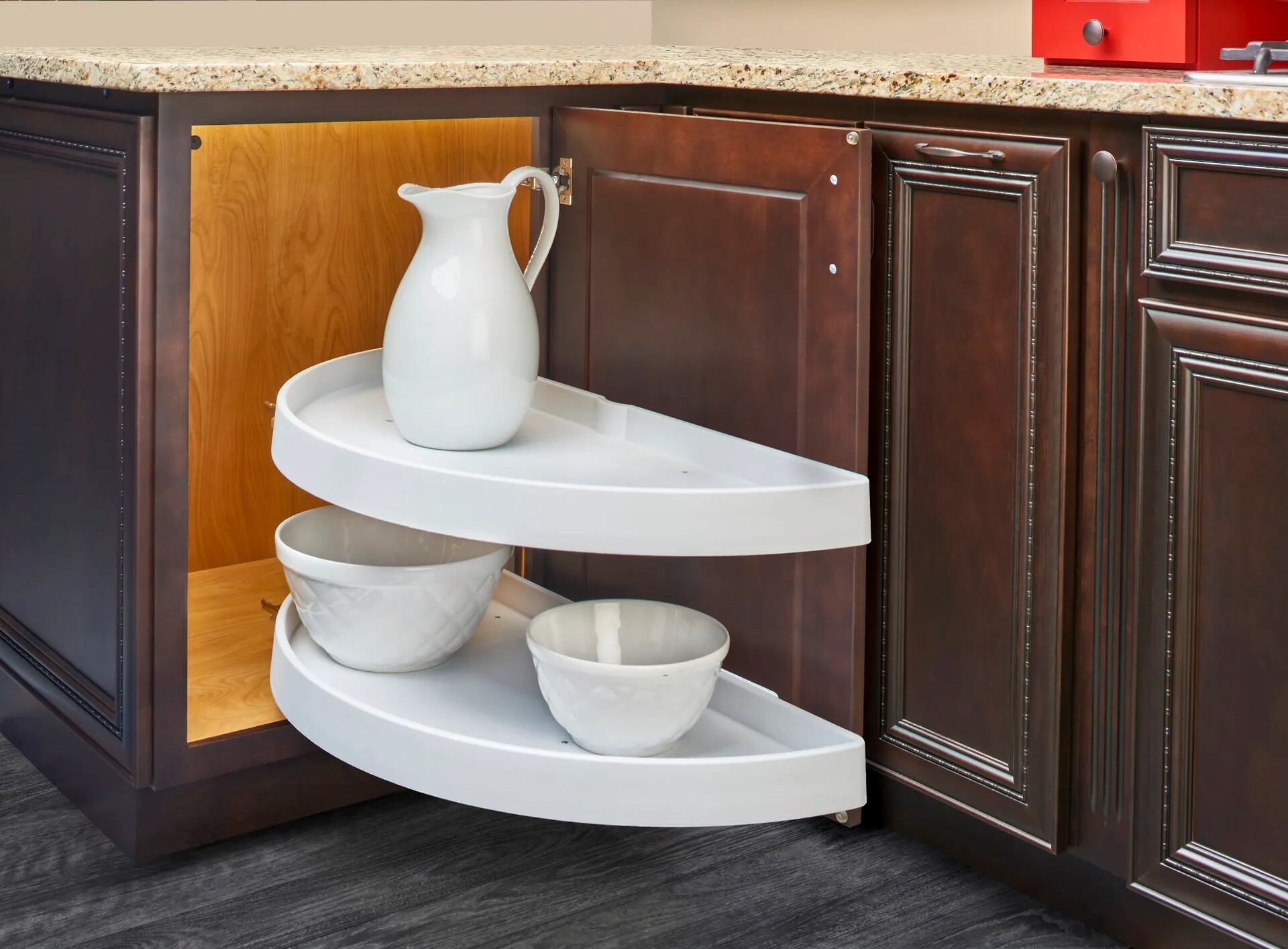 Rev-A-Shelf - 19-1/4" x 39" White Lazy Susan Half-Moon 2 Shelf (Pivot and Slide)