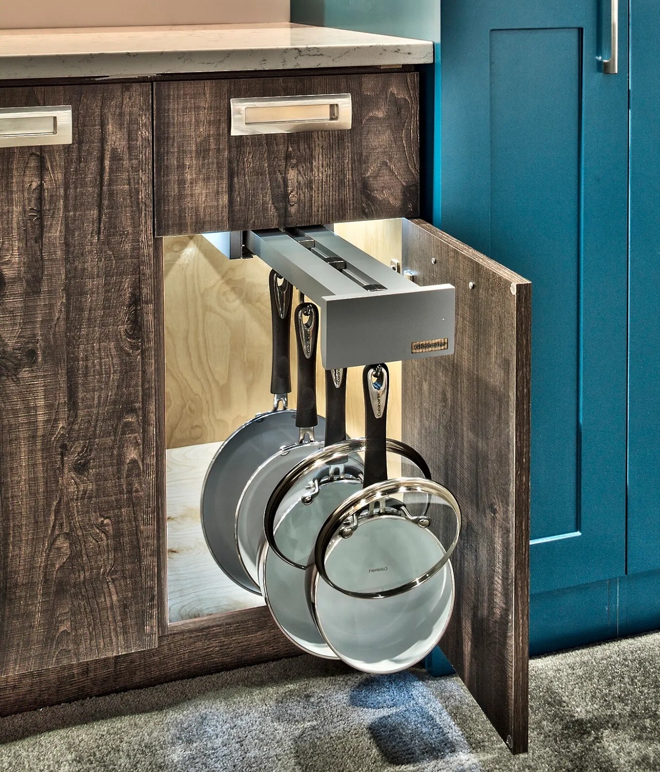 Rev-A-Shelf - 22-3/4" Depth Gray Base Cabinet Pullout Glideware w/Blumotion Soft-Close