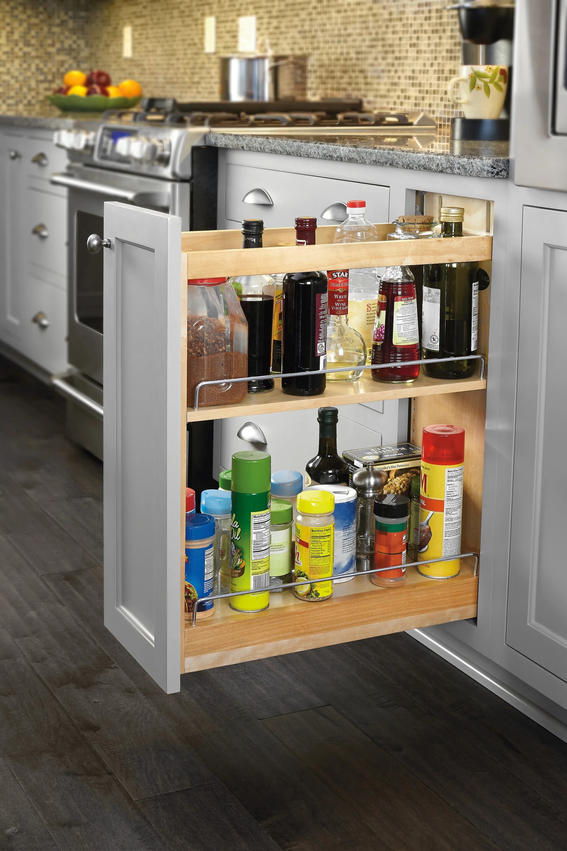 Rev-A-Shelf - 9-1/2" Maple Base Cabinet Pullout Organizer with Blumotion Soft-Close